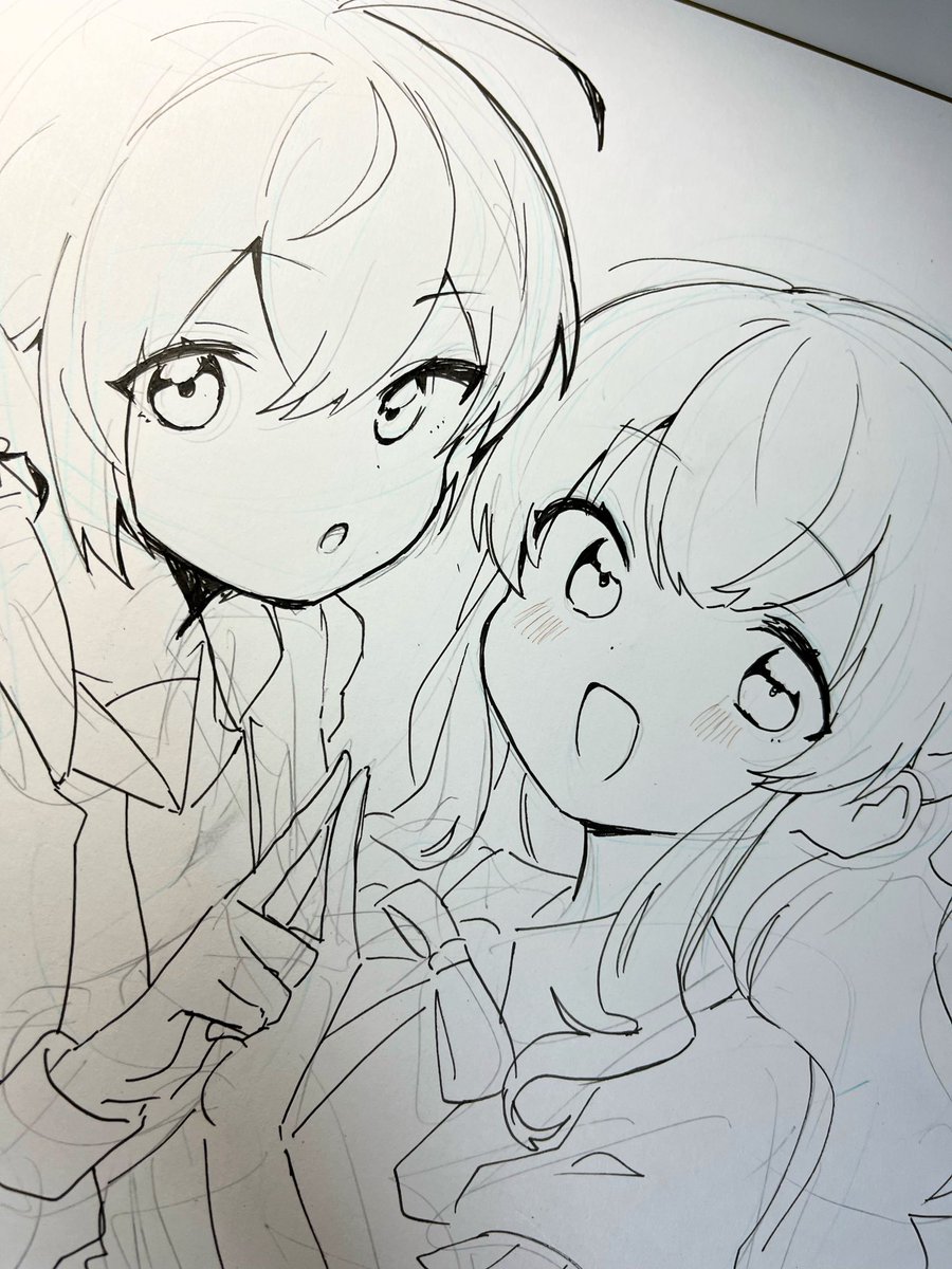 没色紙です!やはり右向き一発描きは鬼門…!😂😂

 #しゅがみつ 