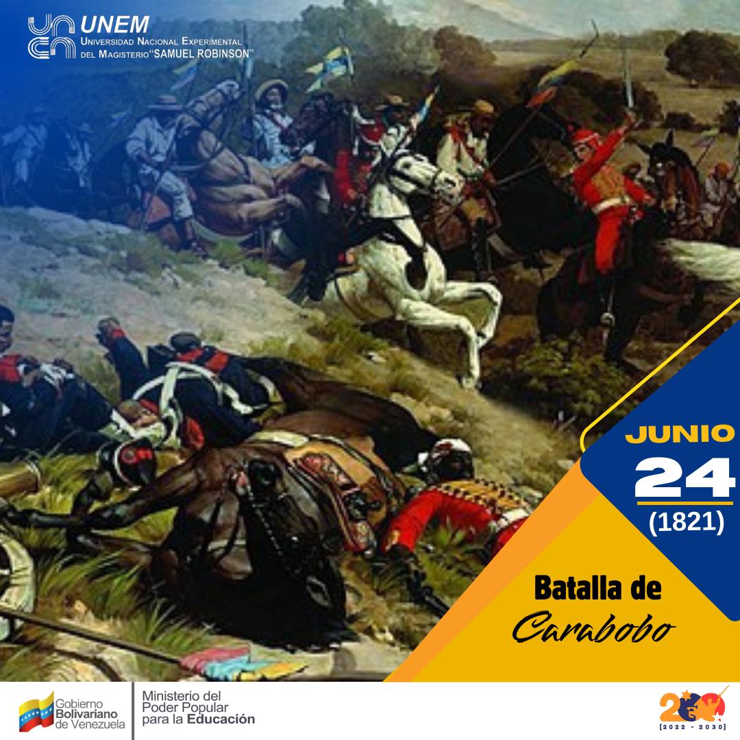 Hoy recordamos un hito significativo que marcó un antes y después en la historia de nuestro país, como lo fue la Batalla de Carabobo, evento cumbre en la independencia de Venezuela; un ejército corajudo, valiente y patriota se enfrentó con el imperio español el #24Jun de 1821