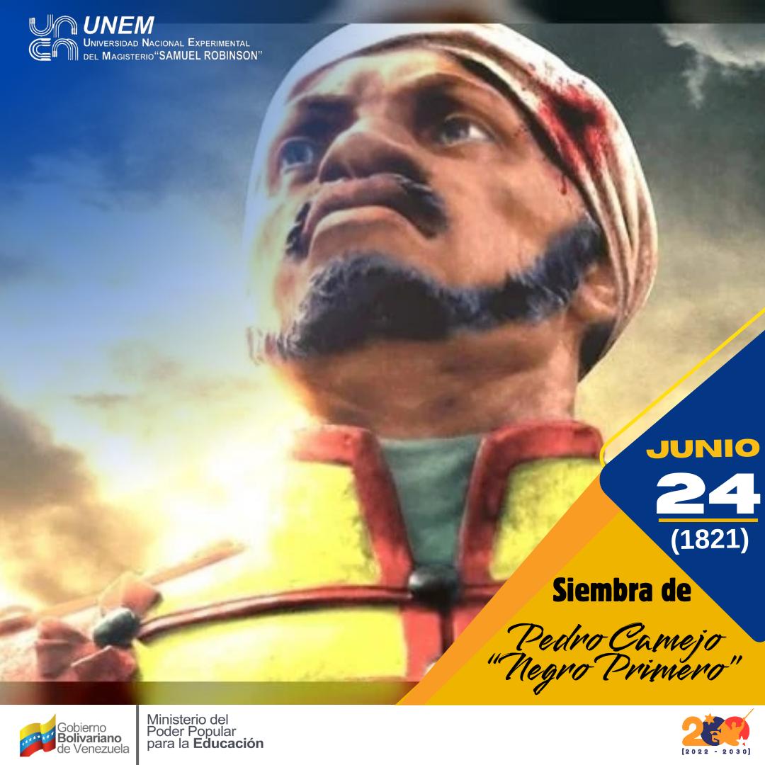 #Efeméride🗓️ || Honor y gloria a Pedro Camejo, conocido como 💂🏿‍♂️ «El Negro Primero», hombre valiente que dio su vida por la causa independentista en la Batalla de Carabobo ⚔️, hoy más que nunca se mantiene vivo su legado y espíritu✨ en defensa de la Venezuela🇻🇪 libre y soberana.