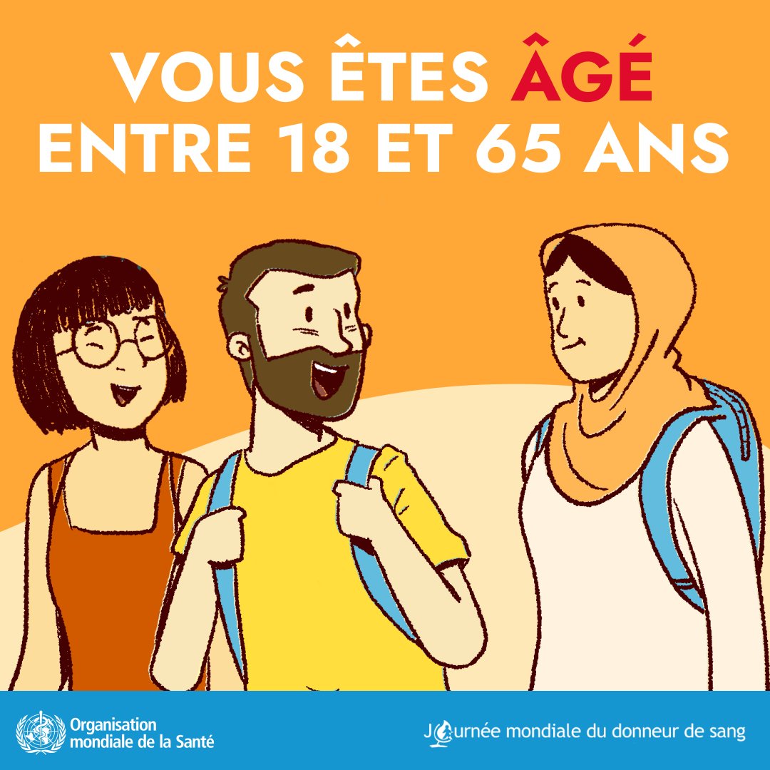 OmsTchad's tweet photo. UN DON DE SANG PEUT SAUVER JUSQU'À 3 VIES

Vous remplissez ces conditions  alors n'hésitez pas à donner du sang. Le don de sang est un don de vie. 

#Solidarité #Sauverdesvies #OmsTchad https://t.co/O11MPqgMOm