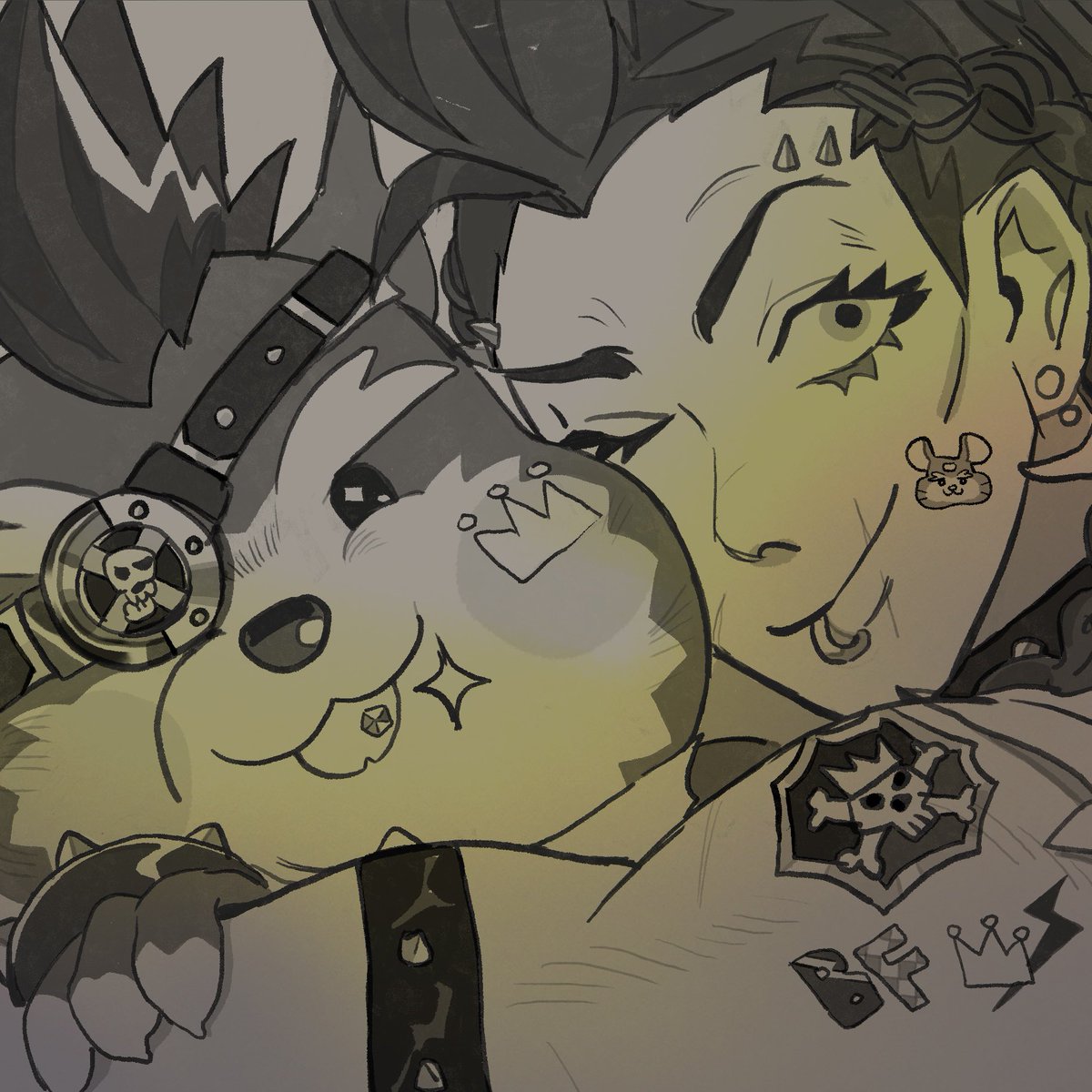 요즘 이 둘이 너무 귀여워 👑⚡️🐹
#Overwatch2 #junkerqueen #hammond