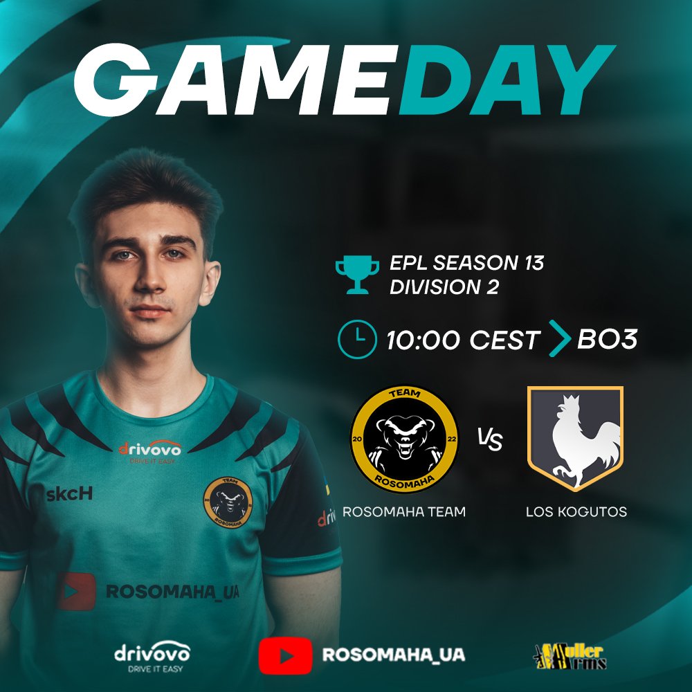 ROSOMAHA Team (@rosomaha_team) on Twitter photo OUR FIRST MATCH ON HLTV! π€©
We continue our fight in the lower bracket at EPL Season 13 - Division 2, where we will play against <a href="/LosKogutos/">los kogutos</a> today! β‘οΈ
We are waiting for you on the broadcast at 10:00 CEST!
πΊπ¦ twitch.tv/rosomaha_team
πΊπ¦ youtube.com/@RosomahaTeam/β¦
π¬π§ OUR FIRST MATCH ON HLTV! π€©
We continue our fight in the lower bracket at EPL Season 13 - Division 2, where we will play against <a href="/LosKogutos/">los kogutos</a> today! β‘οΈ
We are waiting for you on the broadcast at 10:00 CEST!
πΊπ¦ twitch.tv/rosomaha_team
πΊπ¦ youtube.com/@RosomahaTeam/β¦
π¬π§