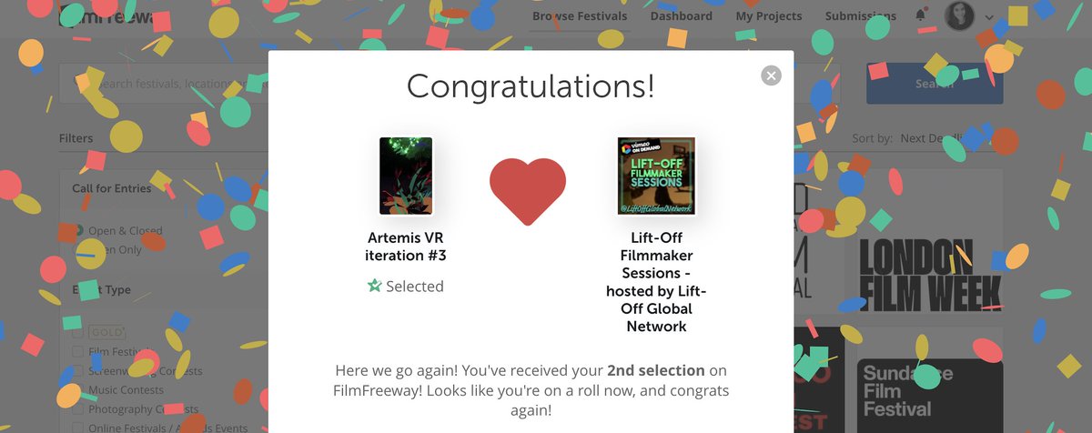 Artemis #VR was selected for <a href="/liftoff/">polo2trooo</a> #filmmaker sessions!