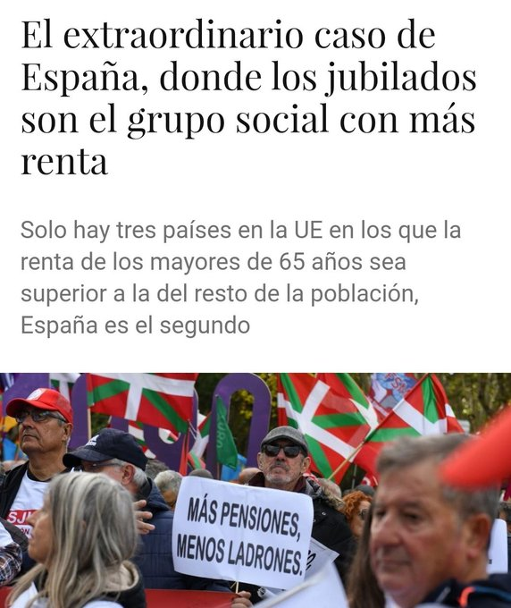 El extraordinario caso de España, donde los empresarios pagan a sus trabajadores menos de lo que cobra un jubilado, pero la prensa quiere que pienses que son los jubilados los que cobran demasiado.