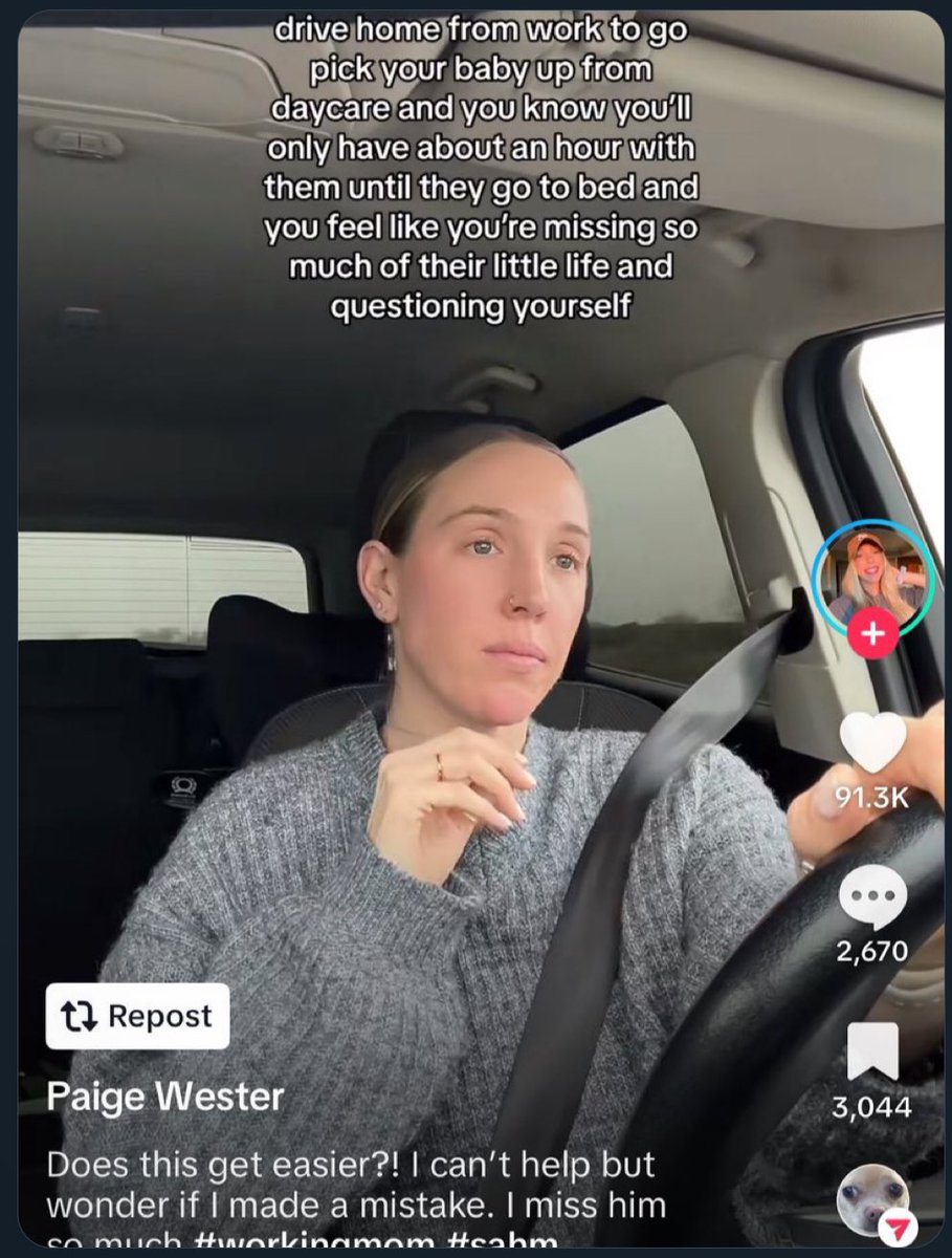 Rach4Patriarchy's tweet photo. It is completely unhealthy, abnormal, bizarre, and damaging to be separated from your baby for most of their life. 95% of the time you spend with your children is gone by the time they turn 18. You don’t get it back. Get creative and do what you must to stay home. https://t.co/c8WUWvbRsW