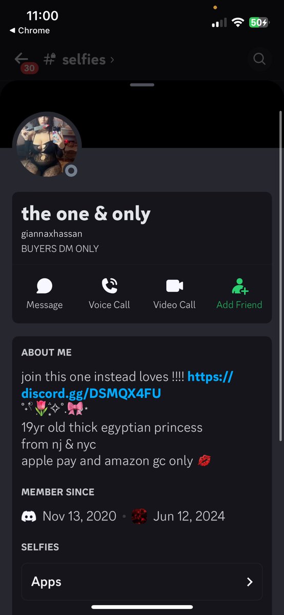 blankfw9r's tweet photo. @giannaxhassan hey girl you got a fake discord account, posing as you and scamming dudes 

unless this is you, let me know! thanks and sorry https://t.co/G4sSNHfWrj