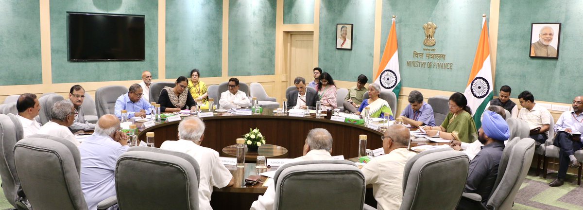 FinMinIndia's tweet photo. Union Minister for Finance & Corporate Affairs Smt. @nsitharaman chairs the sixth Pre-Budget Consultation with representatives of trade unions and labour organisations to gather suggestions for the forthcoming General Budget 2024-25, in New Delhi, today.

The #PreBudget consultation meeting was also attended by Secretaries of Department of Economic Affairs @FinMinIndia and Ministry of Labour and Employment @LabourMinistry; and Chief Economic Adviser, Government of India.