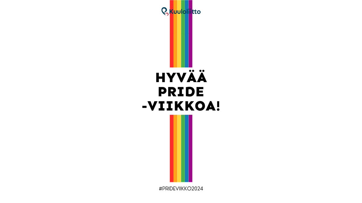 Hyvää Pride -viikkoa 2024 kaikille! 

Pride edustaa moninaisuutta, hyväksyntää ja yhdenvertaisuutta, jotka ovat Kuuloliitolle tärkeitä arvoja. Jokainen ihminen on samanarvoinen ja ansaitsee samat mahdollisuudet. #PrideViikko2024 #Yhdenvertaisuus #moninaisuus