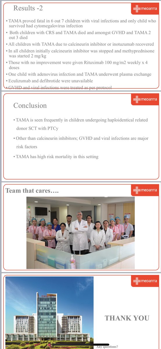 Our presentation from
 <a href="/medanta/">Medanta</a> at #ISTH2024 today 

PB0608 - Transplant associated Microangiopathy in Children undergoing Haploidentical Stem Cell Transplant with Post-Transplant Cyclophosphamide