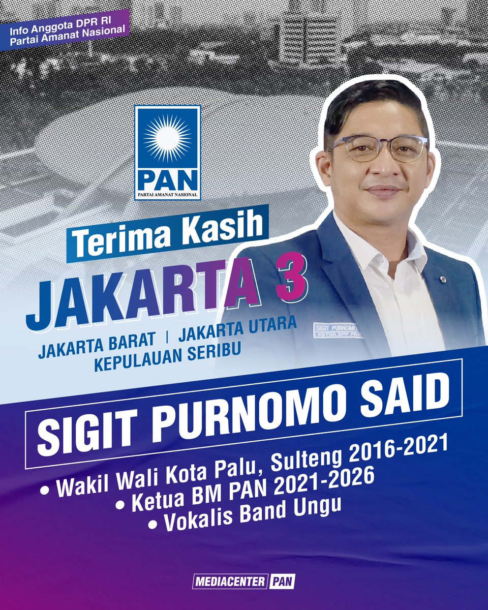 Jakarta 3, terima kasih!

Tidak asing lagi, Pasha Ungu atau Sigit Purnomo, sudah lama dikenal masyarakat. Dikenal sebagai seorang musisi hingga politisi. 

Dengan pengalaman kepemimpinan yang dimiliki, semoga Saudaraku Pasha dapat membawa Indonesia menjadi lebih baik.