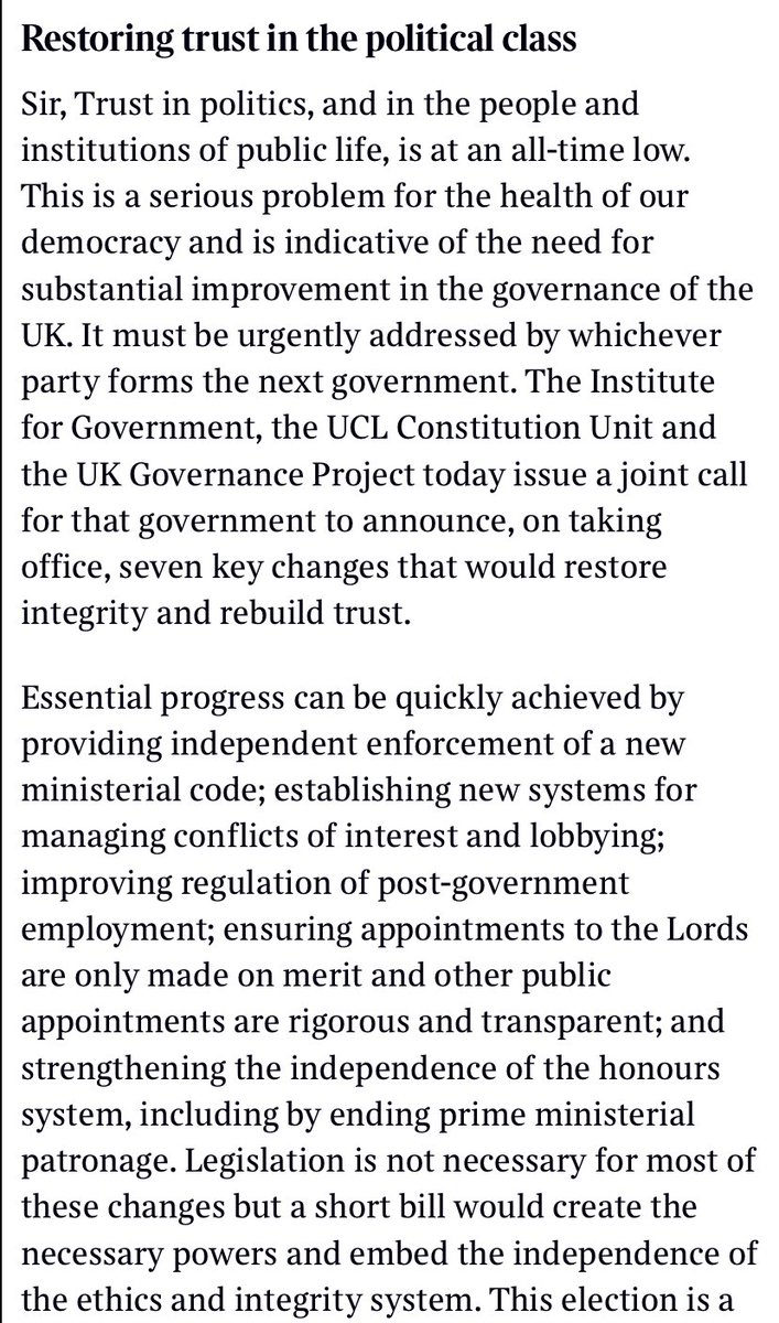 DrHannahWhite's tweet image. Our letter to @thetimes today… calling for a reset of ethics in government 👇