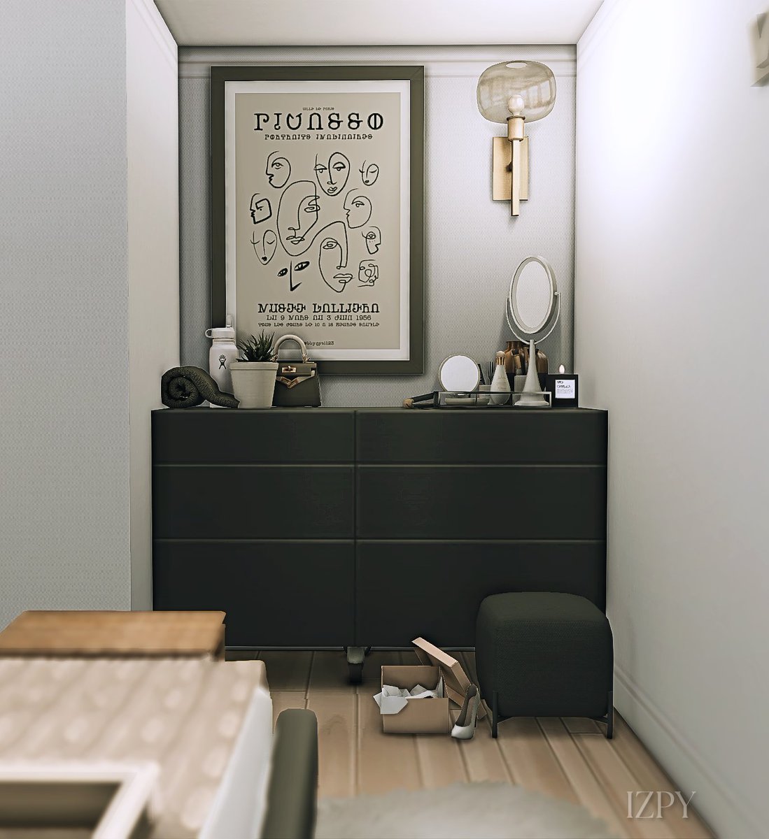 simzpy's tweet image. A little bedroom in Boston 🌆 #thesims4 #showusyourbuilds