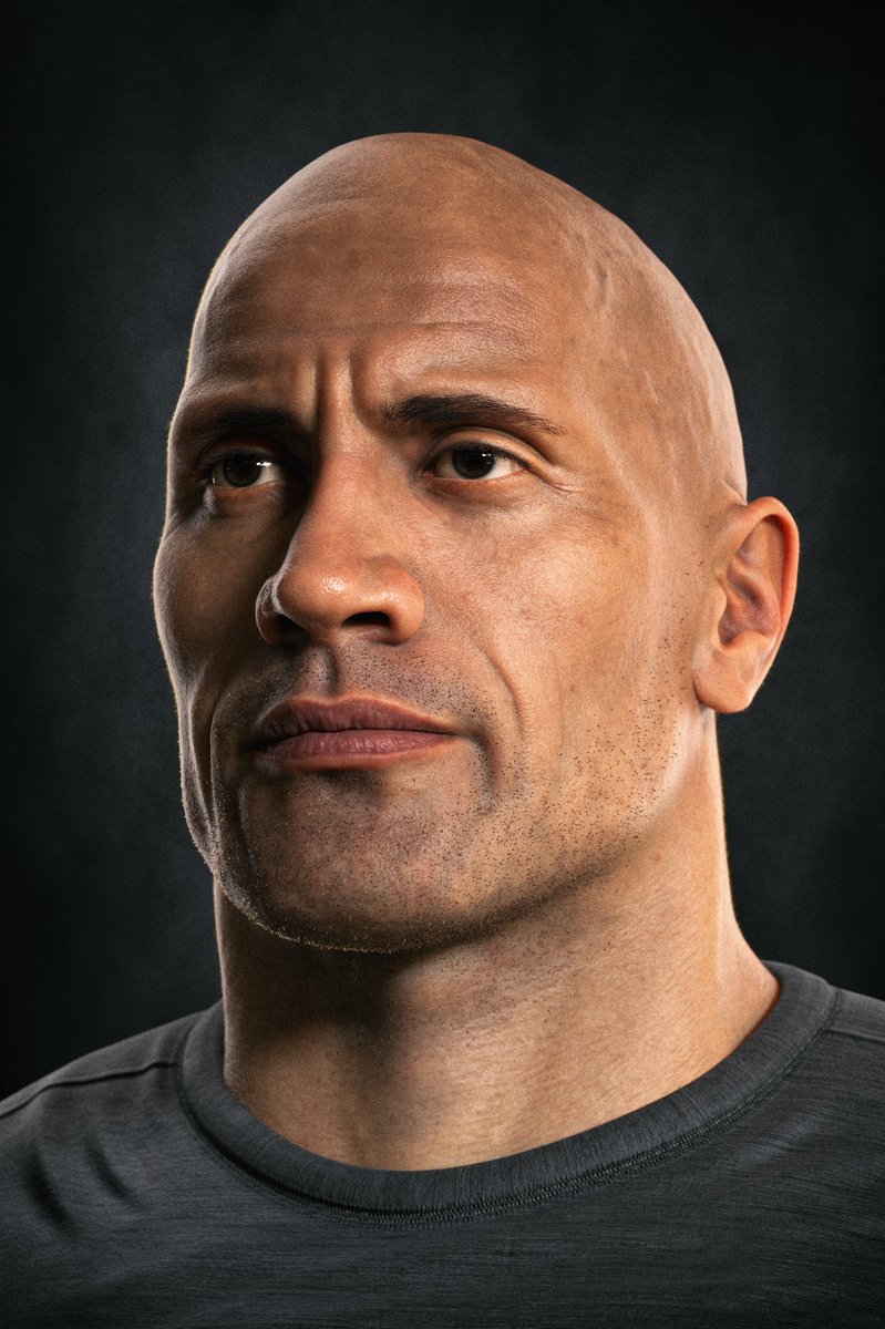 Here my 3D #likeness for Dwayne <a href="/TheRock/">Dwayne Johnson</a> Johnson.  Done with #zbrush, #substancepainter, #houdini, #arnoldrender