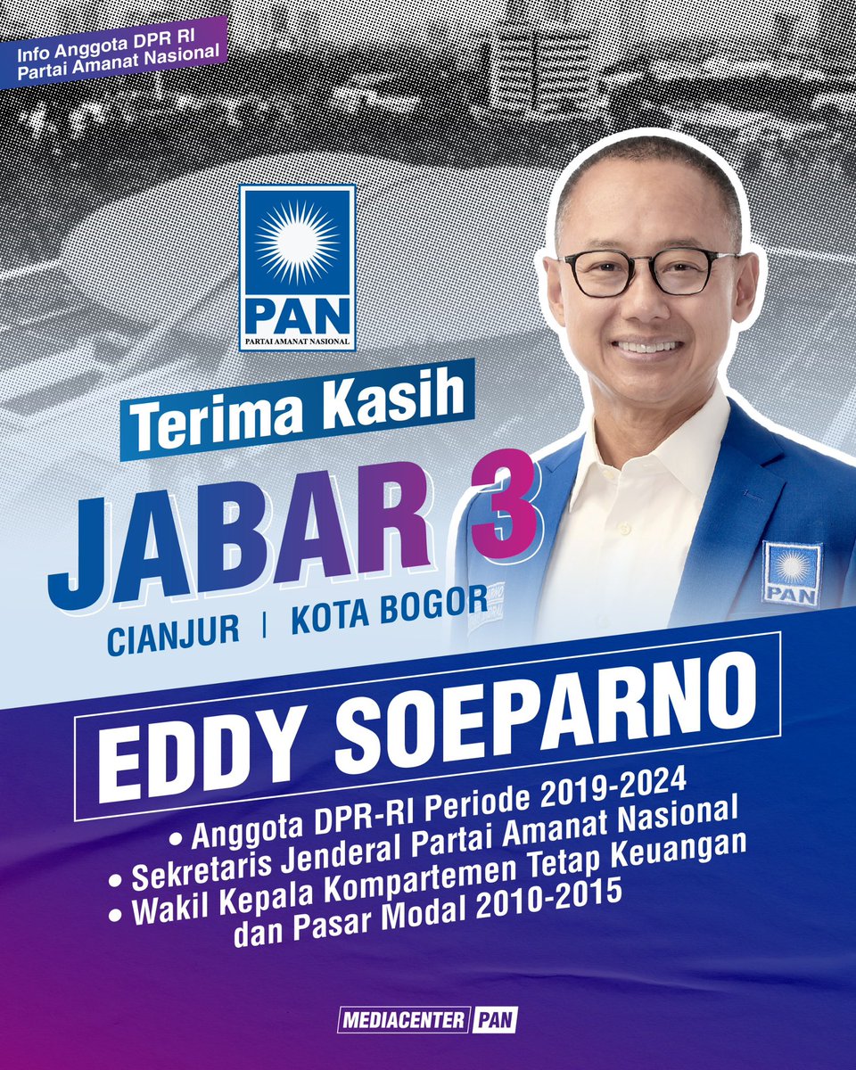 Alhamdulillah terima kasih kepada warga Jabar, khususnya Cianjur, yang sudah mempercayakan suara kepada Saudaraku <a href="/eddy_soeparno/">M Eddy Soeparno</a> 

InshaAllah kerja keras yang tidak mengenal lelah, akan tercipta langkah progresif beserta hasil yang bermanfaat untuk semua lapisan masyarakat 💙
