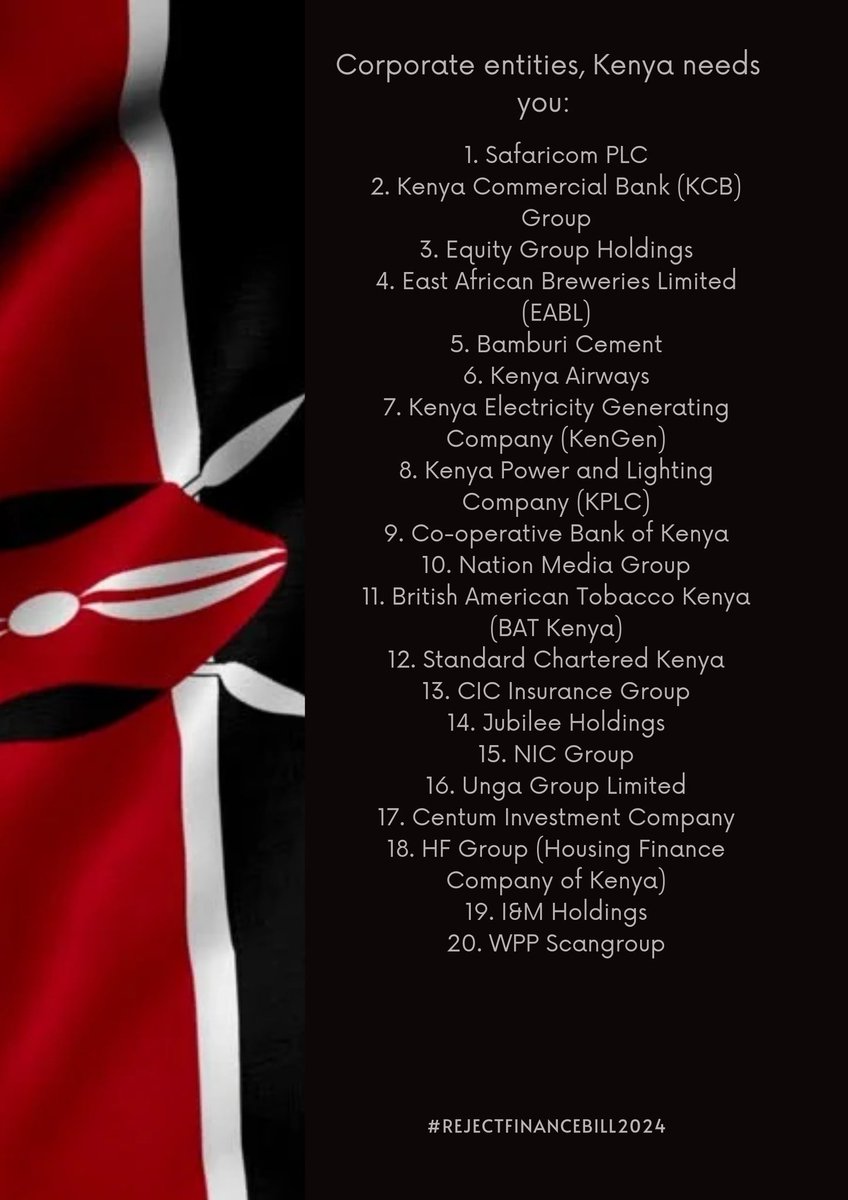 Osama_otero's tweet image. We should also tag these corporates #RejectFinanceBill2024 hii inaaffect kila mtu watujoin.