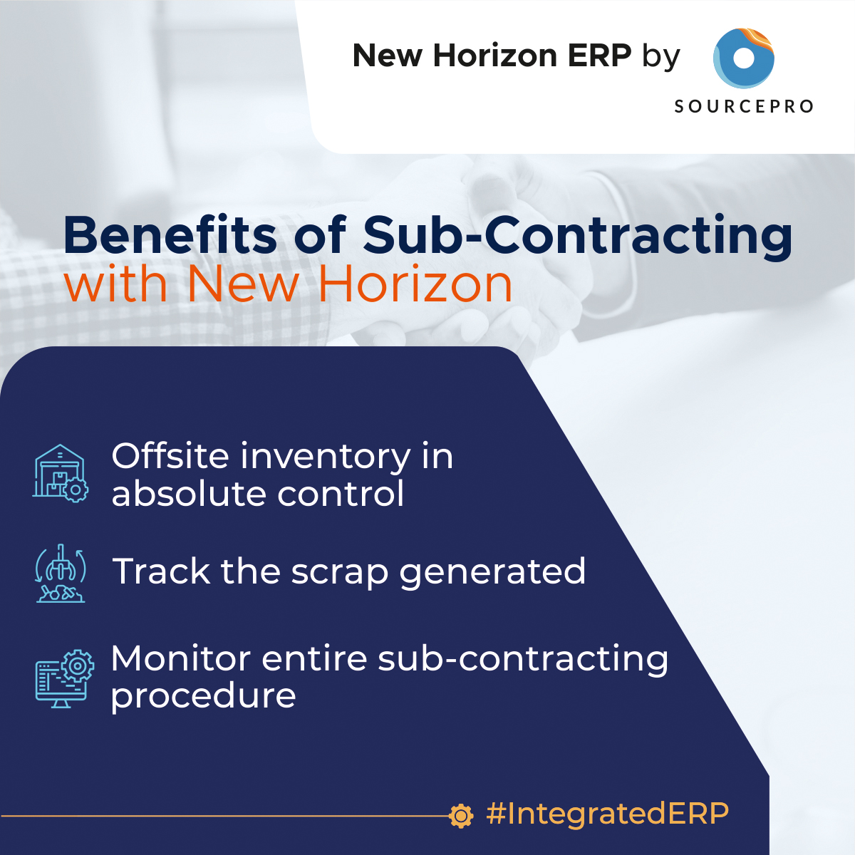 SourceproLtd's tweet image. Subcontracting simplified: Precision and control with New Horizon ERP empower you to manage complex tasks easily.
.
.
#subcontracting #erposolution #sourcepro #erpsoftware #easetask