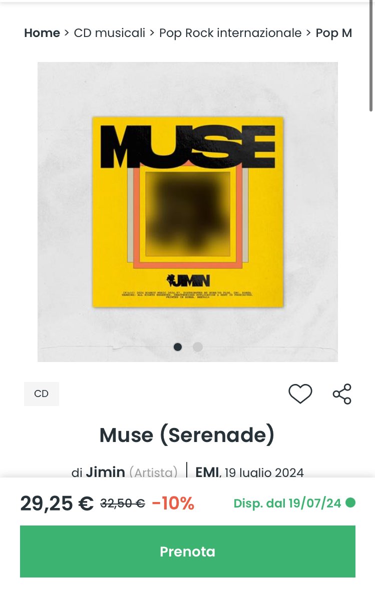 BTSItalia_twt2's tweet photo. ❗️Link di pre-order di “MUSE” di #JIMIN su Feltrinelli/IBS!

Prezzo: 29,25€ 

-Feltrinelli
•Serenade: https://t.co/TIg589PdIq
•Blooming: https://t.co/pbgO5MUtyQ

-IBS
•Serenade: https://t.co/Zl70oHXZ9N
•Blooming: https://t.co/kBHMV4d21v

#Jimin_MUSE @BTS_twt https://t.co/GQqPdBw7Bg