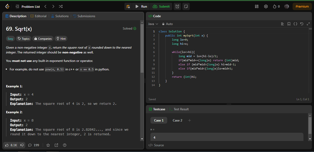 gautamkumar3036's tweet image. Binary search. 🚀 and Recursion 🔍💡 #BinarySearch #CodingJourney #AlgorithmOptimization
🏋️♂️leedcode 509. Fibonacci Number
🏋️♂️🏋️♂️leedcode 33. Search in Rotated Sorted Array
🏋️♂️🏋️♂️leedcode 1283. Find the Smallest Divisor Given a Threshold