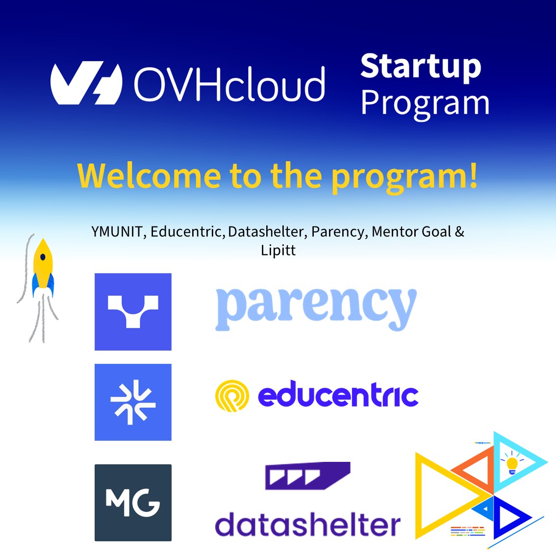 🚀 Excited to highlight 6 innovative startups in the <a href="/OVHcloud/">OVHcloud</a> Startup Program: 

🌐 #YMUNIT 
📚 #EDUCENTRIC
🛡️ <a href="/datashelter/">Datashelter</a> 
🏠 #Parency
🎯 #MentorGoal
📹 #Lipitt

Proud to support these trailblazers shaping the future! 

#Startups #Innovation #Tech