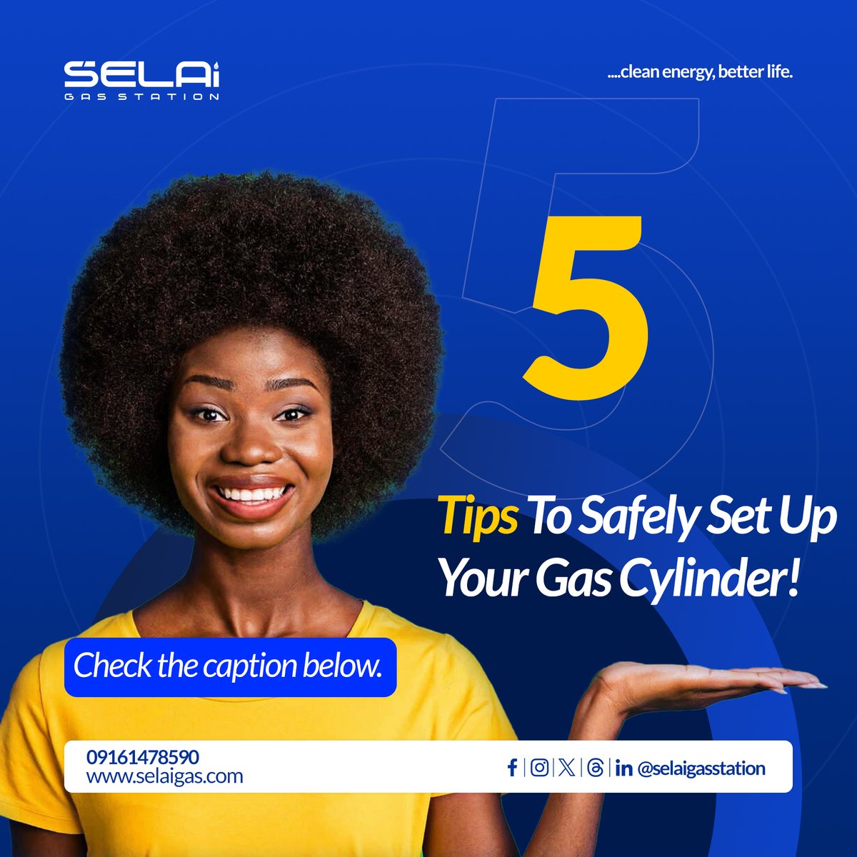 selaigasstation's tweet image. Set up your cylinder safely in 5 steps! 
 - Choose a well-ventilated area, 
 - Secure it, 
 - Check  for expiration date, 
 - Connect regulator, and
 - Turn valve clockwise to shut off gas supply. 

#SELAIGas #QualityGas #PremiumGas