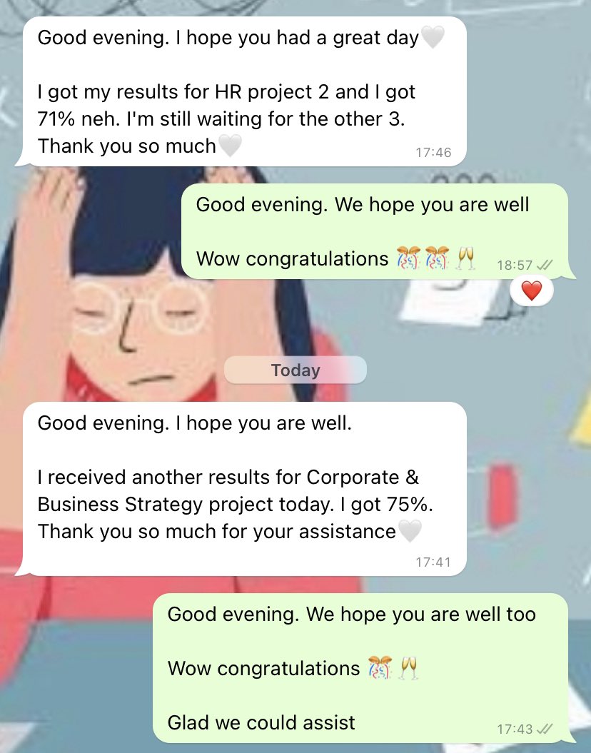 Shamiellah's tweet photo. Reduce the academic stress and workload 

Services offered:

Individual Assessments 
Group assessments 
Research proposals/ Reports 
Presentations 

WhatsApp 074 375 0075

Cyril Ramaphosa | Tyla | Cheating | #T20WorldCup | Proteas | MaMkhize | Tirelo | #isencanelengane | https://t.co/hyeofAf9S7