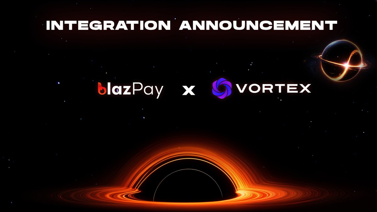 Exciting News! 🌟

Vortex &amp; BlazPay Partner Up! 🤝

<a href="/VortexDexOffice/">Vortex🚀</a>  is revolutionizing decentralized liquidity aggregation with ZK-SNARKs protocol, multi-chain trading, and real World Asset products. 🌐

Together, we're transforming the crypto space with seamless liquidity