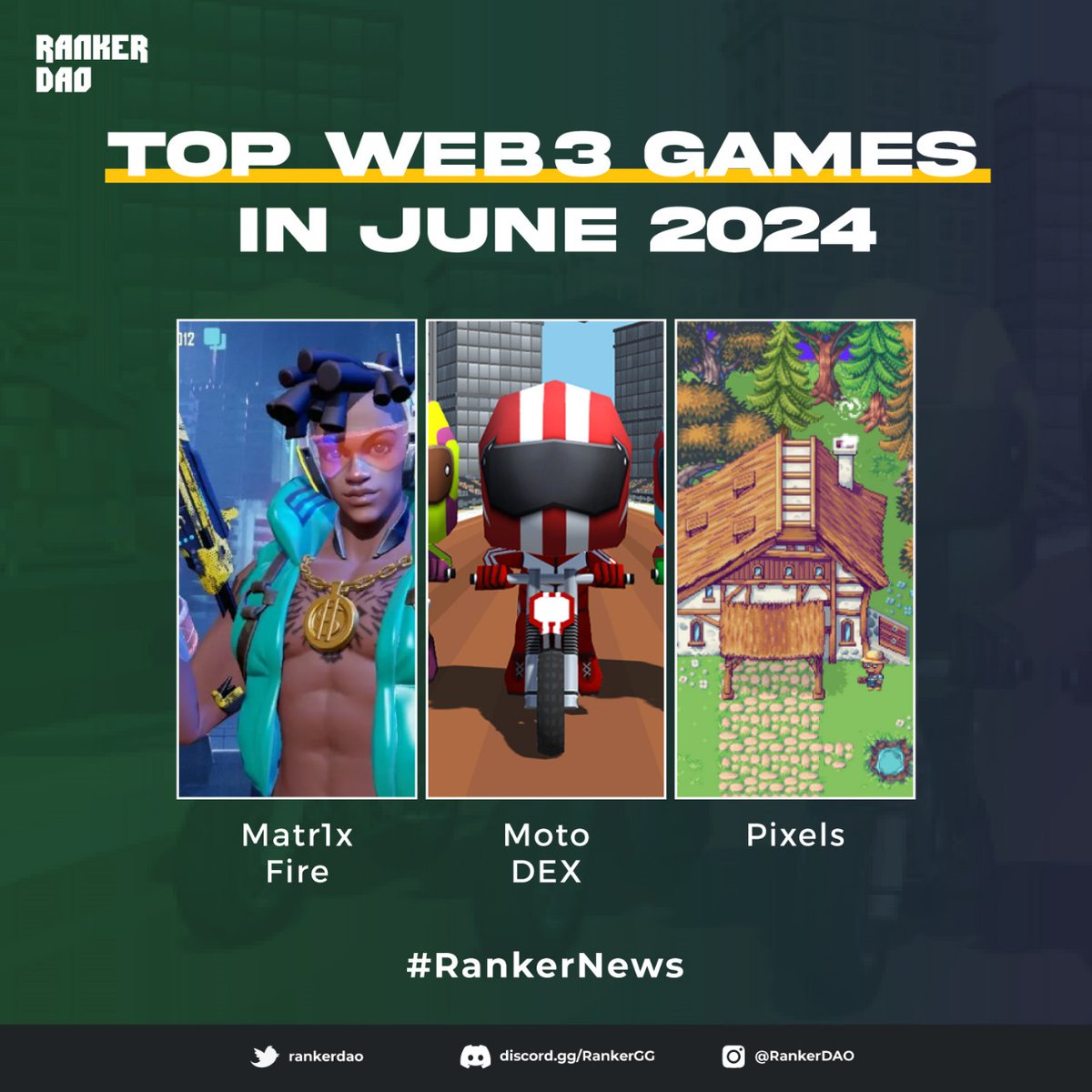 Are you guys playing any of these web3 games? 
What do you think about them?

*Top 3 based on UAW in Dappradar

#RankerDAO