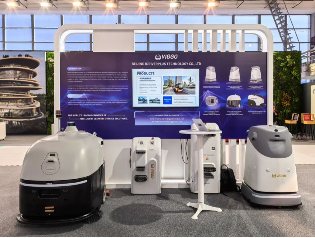 idriverplus's tweet photo. VIGGO autonomous driving cleaning vehicle was exhibited in the 66th International Technical Fair in Belgrade Exhibition Center, Serbia. 
VIGGO  has been put into use in hundreds of cities at home and abroad, reaching over 20 countries or regions around the world. https://t.co/ujDirAIbAm