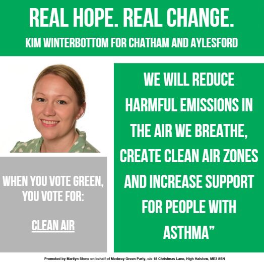 medwaygreens's tweet photo. When you vote green, you vote for clean air.

⚠️ Reduce harmful emissions
🌲Create clean air zones
📈 Increase support for people with asthma

#KimWinterbottom #Chatham #Aylesford

#VoteGreen 💚 https://t.co/7wRhKOtWA9