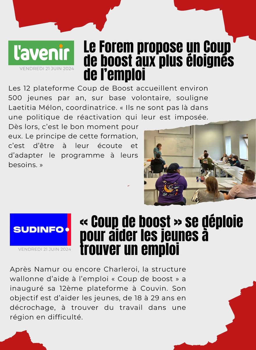 💥À Couvin, Coup de boost ouvre sa nouvelle plateforme !👉Un accompagnement positif, non répressif, basé sur la confiance, les aspirations et les compétences des jeunes. Cela marche! Les taux d'insertion des jeunes sont très élevés !📈