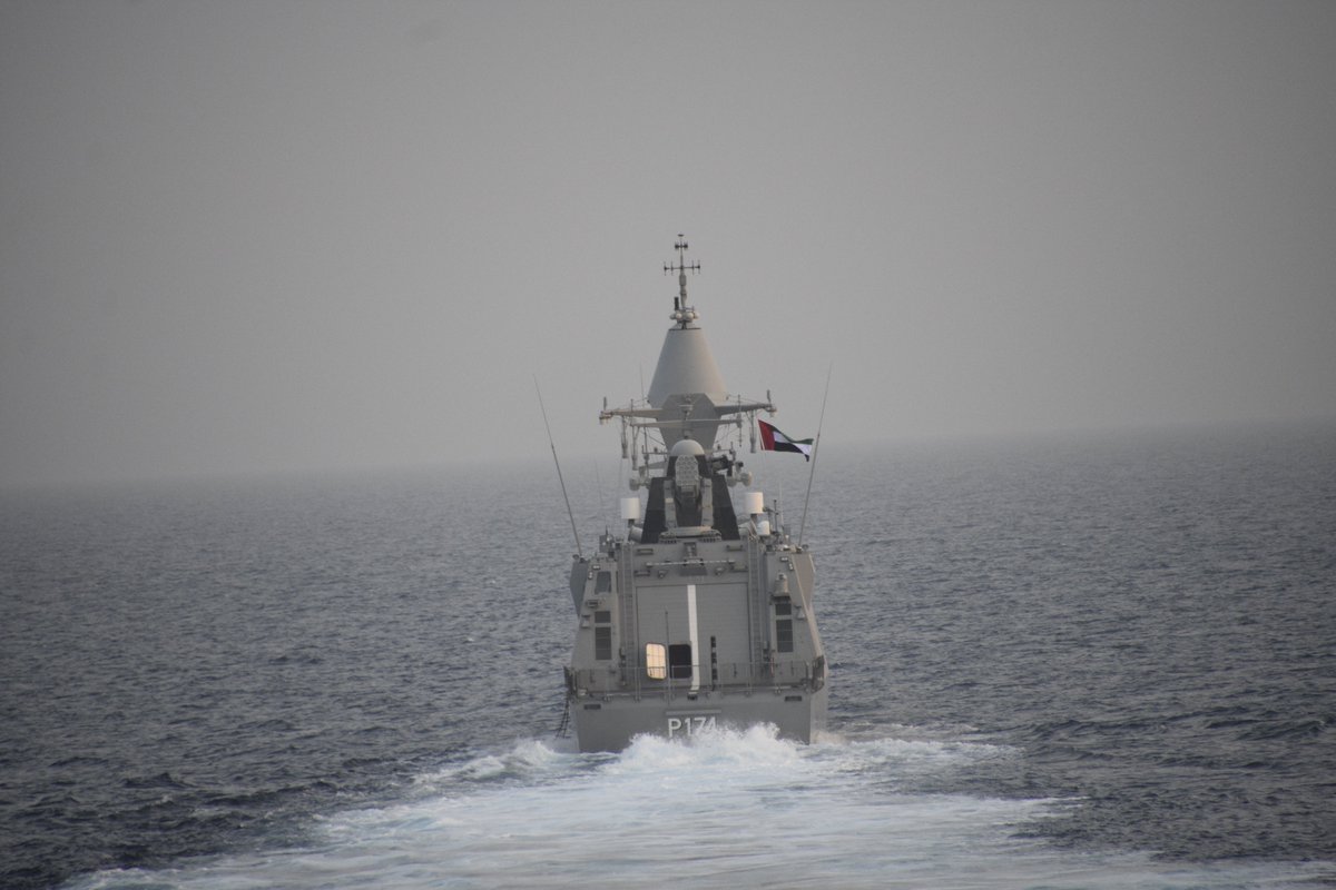 EMASOH_AGENOR's tweet photo. The 🇧🇪 Naval Ship Louise Marie, operating in direct support to EMASoH, engaged with the 🇦🇪United Arab Emirates Navy and conducted a Manoeuvring Exercise.

This exercise is also a token of confidence the UAE has in the work carried out by the EMASoH crews.
@TheBelgianNavy https://t.co/GmREQvrIIY