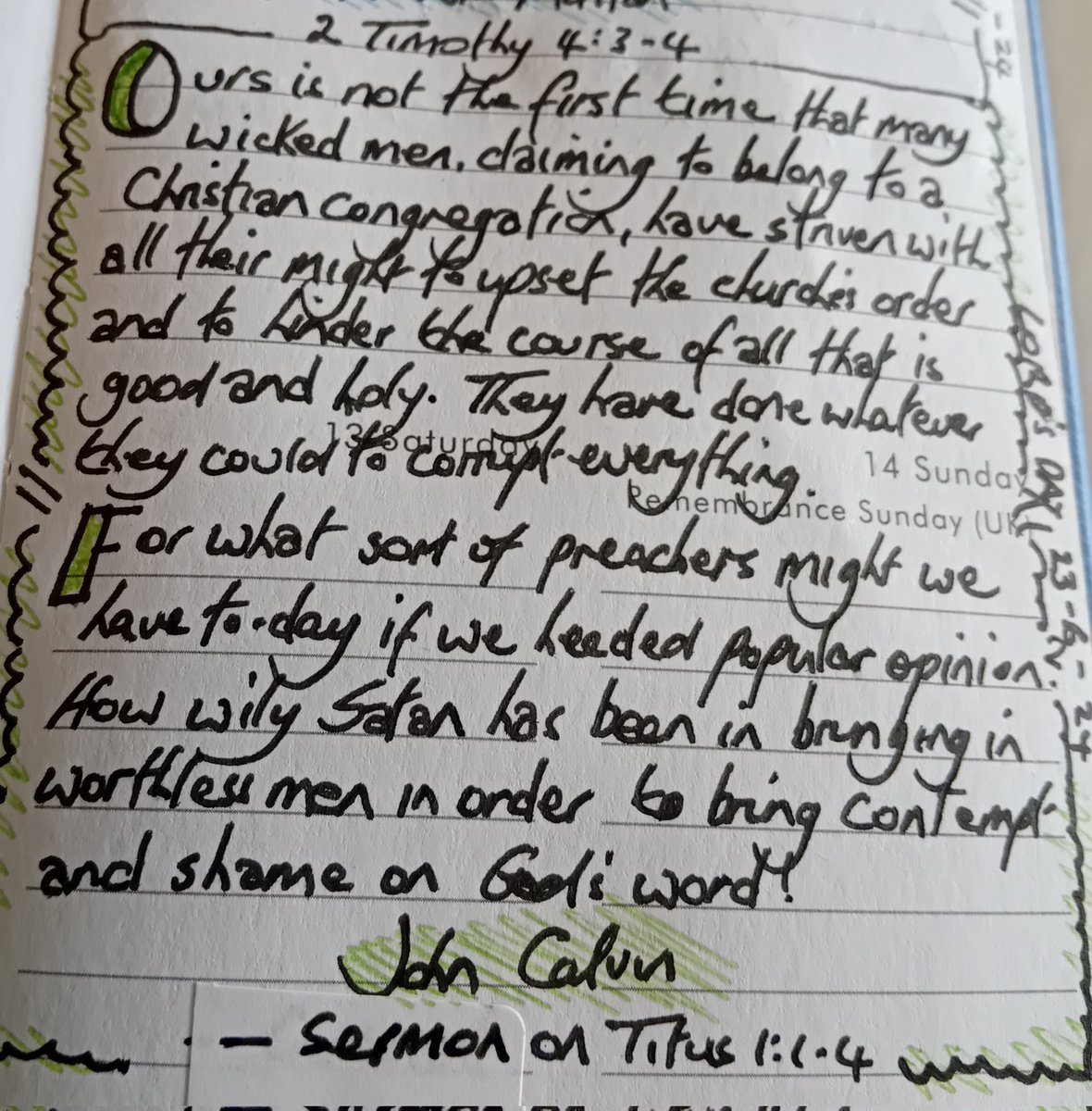 weecalvin1509's tweet photo. Started reading John Calvin's sermons yesterday afternoon on Titus. The opening line in his sermon on 1:1-4 reminds us that wicked men attacking the church is nothing new. #thoughtsbook #RealMeat #NoFluffStuff https://t.co/pYLhzq16sQ