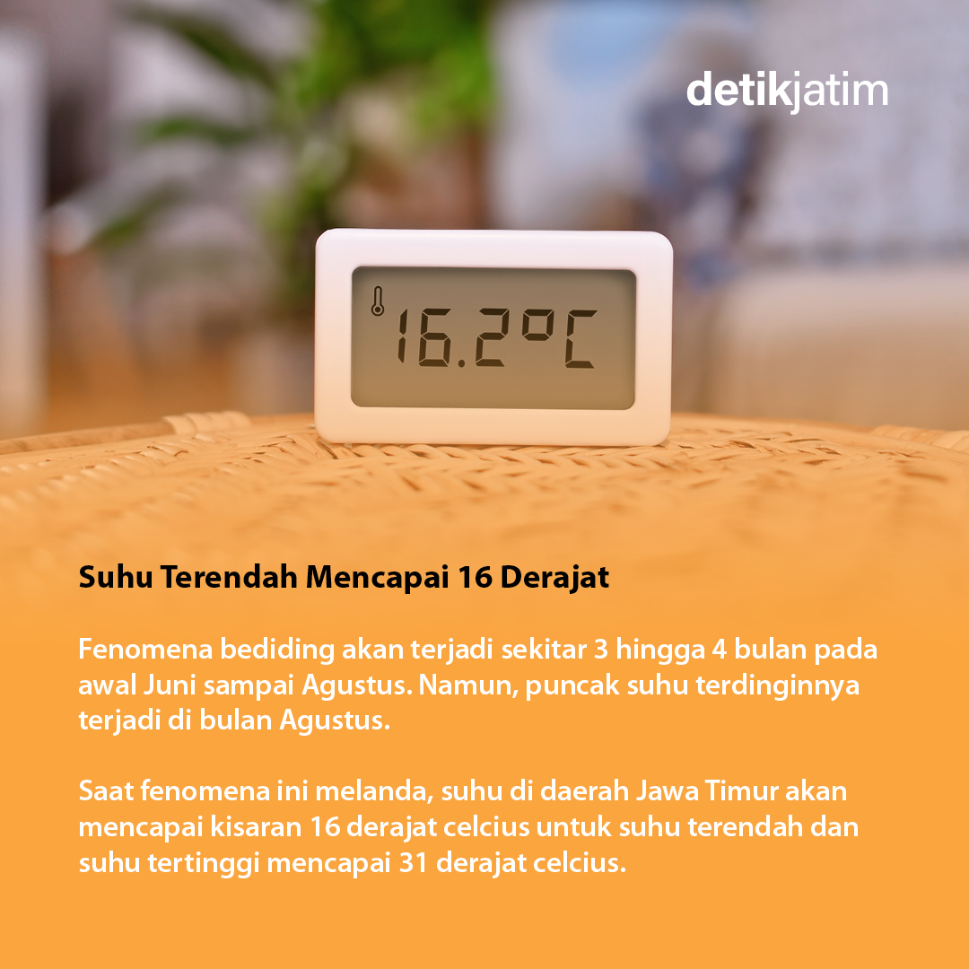 detikjatim_'s tweet image. detikers, wilayah Jawa Timur sedang memasuki awal musim kemarau. Hal ini ditandai dengan munculnya fenomena 'bediding'. 🥶

Apa itu fenomena bediding? Yuk, simak informasi berikut ini! 

&amp;gt;&amp;gt; dtk.id/NeXPfL

#detikjatim #bediding #fenomena ⁣