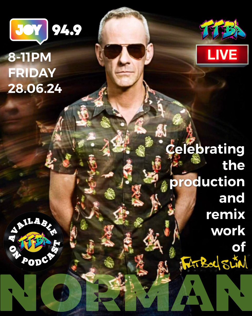 Friday nite on Turn The Beat Around we’re celebrating the musical legacy of <a href="/FatboySlim/">Fatboy Slim</a> 
LISTEN LIVE 8-11PM (AEST) on <a href="/JOY949/">JOY Media</a>