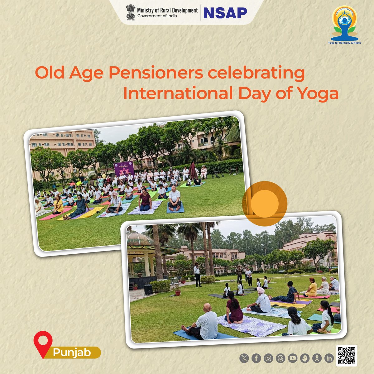 Senior citizens &amp; pensioners of #Punjab celebrating International Day of Yoga on 21st June 2024.

#MoRD #IDY2024 #IDY #InternationalDayofYoga2024 #Yoga #YogaForSelf #YogaForSociety #YogaForSelfAndSociety
