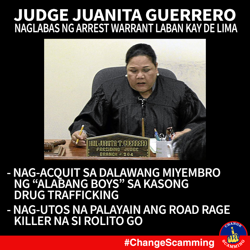 _rainbowfighter's tweet photo. #BalikTanaw

Judge Juanita Guerrero --- ang BOBA at CORRUPT na judge na naglabas ng arrest warrant laban kay Senator Leila De Lima. 

PUTANGINA KA JUANITA!!! You should step down as judge!!! https://t.co/v1oGXKrGJI