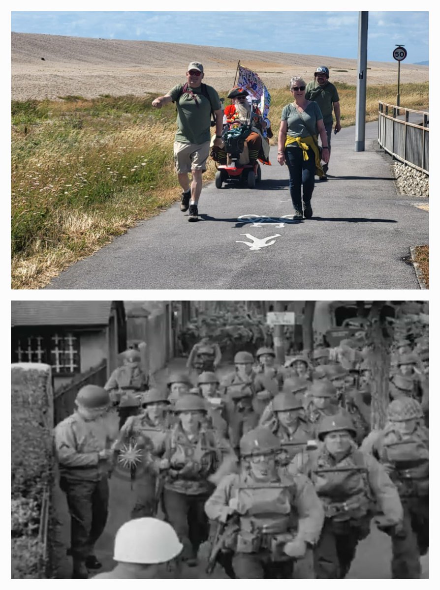 chris_dapp67776's tweet image. On Sat 22nd June Anne, I and our chums from @WeHaveWaysPod & @DorsetIc @almurray @james1944 Followed 14km of the route the US Rangers took before they sailed for D-Day upon a sponsored march in aid of the excellent charity @FinleysTouch pics of our day justgiving.com/team/dorsetic?…