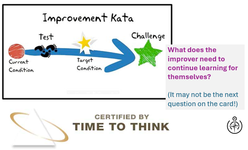 tong635's tweet image. What happens when you apply #TimeToThink to #CoachingKata?
You get some interesting coaching insights!
Sometimes what the improver needs most to continue learning for themselves, is not the next coaching question!