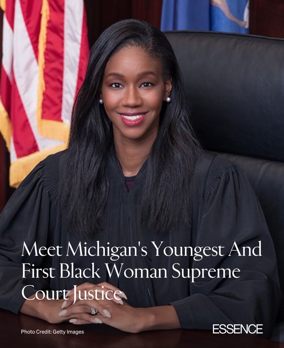 There’s a new face of justice in #Michigan! 

#Justice Kyra Harris Bolden made history when she was sworn in as an associate justice of the Michigan #SupremeCourt, becoming the youngest and first #Blackwoman to sit on the state’s high court at 34 years old. 

Bolden is no