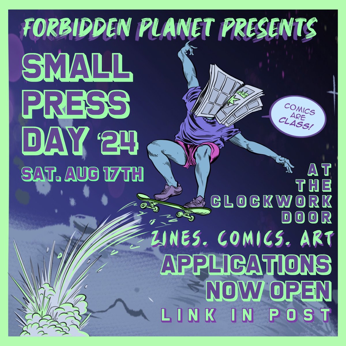 SMALL PRESS DAY 2024 APPLICATIONS ARE NOW OPEN.

Are you and independent artist/comic creator? Well, you should totally apply to table and sell your wares at Small Press Day 2024!

Apply at the link below!

forms.gle/hBofv92xpGFRPx…

<a href="/clockworkdoor51/">The Clockwork Door</a>