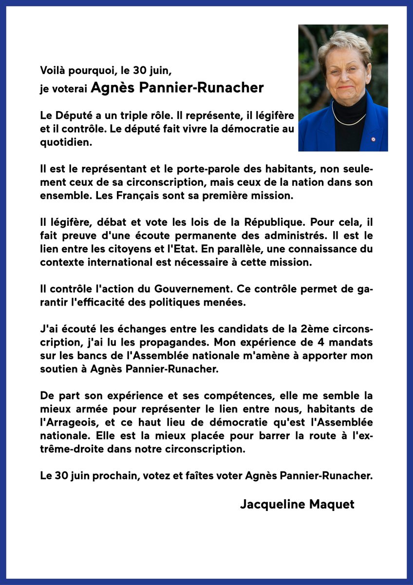 Voilà pourquoi, le 30 juin je voterai pour <a href="/AgnesRunacher/">Agnès Pannier-Runacher 🇫🇷🇪🇺</a>
