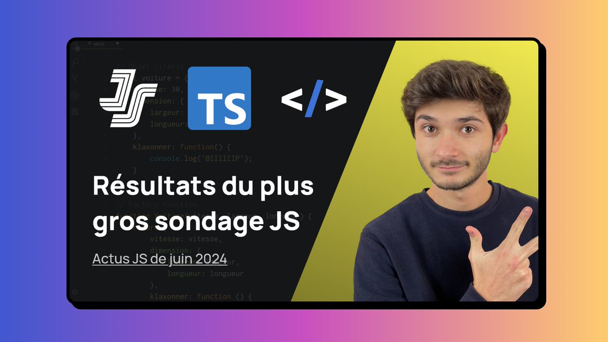 devtheory_'s tweet image. Les news JS du mois de juin sont là 📰
🔹 Résultats de State of JS (le plus gros sondage JS qu'il existe)
🔹 TypeScript v5.5 qui augmente ses super-pouvoirs
Tout voir sur cette vidéo
👉 youtu.be/dQ8aj4aD4ms