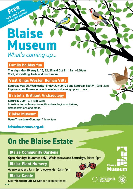 BlaiseMuseum's tweet photo. We have lots happening at Blaise Museum and Kings Weston Villa this summer! Let us know if you would like a poster (as below) sent to you for your venue. Help us spread the word! 💙
#Blaise #blaiseestate #summerfunforkids #FestivalofArchaeology #KingsWeston #RomanVilla https://t.co/W1XBWdQ9H9