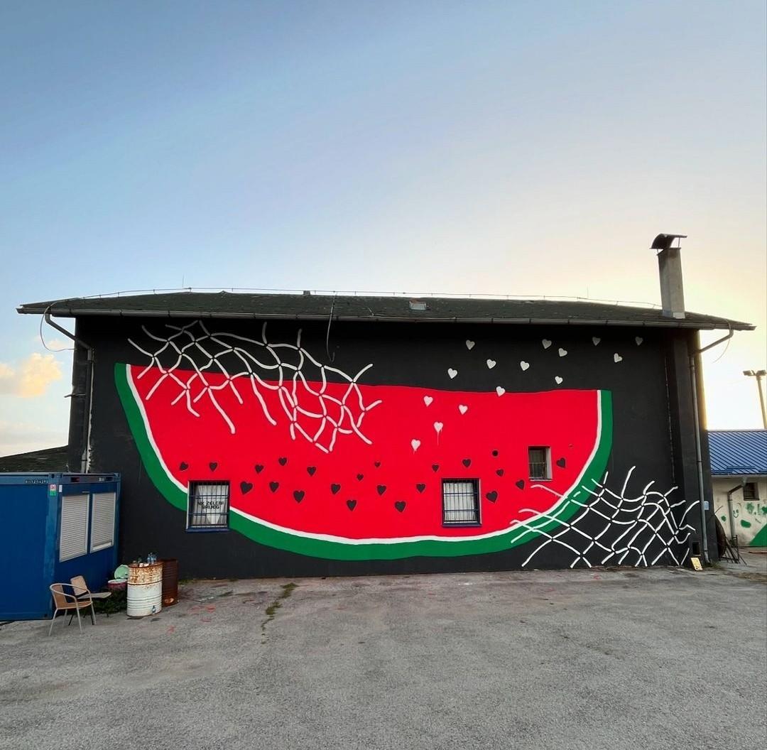 Palestine solidarity mural seen in Sisak, Croatia