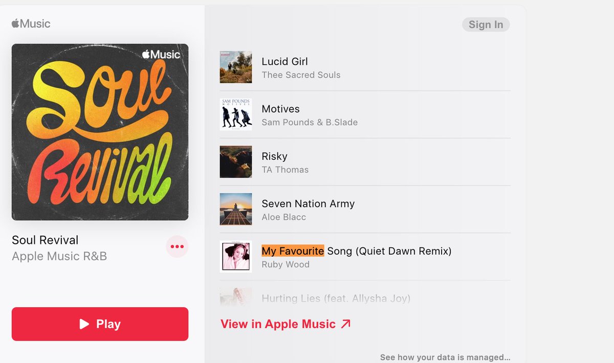 First Word Records (@firstwordhq) on Twitter photo Some love in from <a href="/AppleMusic/">Apple Music</a> for the <a href="/QuietDawnMusic/">Quiet Dawn</a> remix of <a href="/rubywoodmusic/">Ruby Wood</a>'s 'My Favourite Song', taken from the EP 'Sincerely: Remixed'!
Riding high in the 'Soul Revival' & 'Future Funk' playlists respectively.
lnk.to/sincerelyrmx Some love in from <a href="/AppleMusic/">Apple Music</a> for the <a href="/QuietDawnMusic/">Quiet Dawn</a> remix of <a href="/rubywoodmusic/">Ruby Wood</a>'s 'My Favourite Song', taken from the EP 'Sincerely: Remixed'!
Riding high in the 'Soul Revival' & 'Future Funk' playlists respectively.
lnk.to/sincerelyrmx