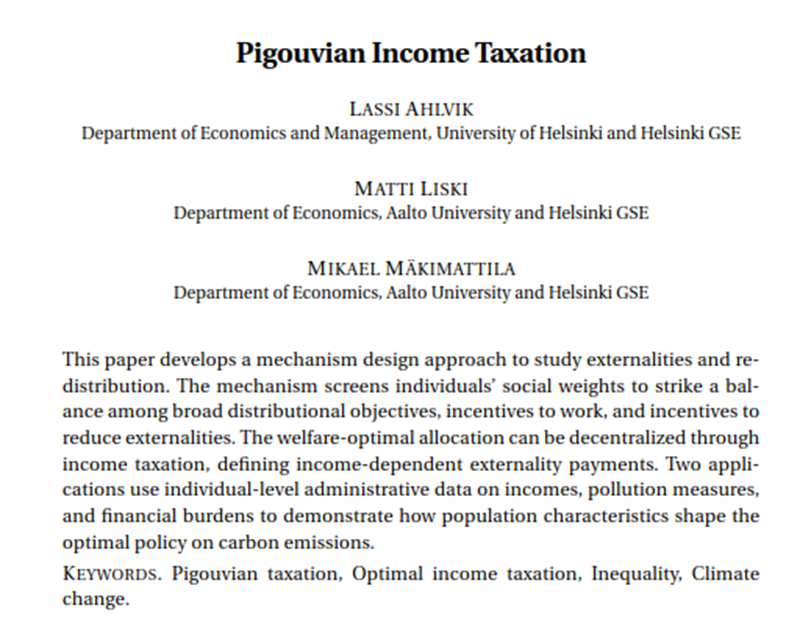 How can we tackle climate change without increasing inequality? Our new WP uses mechanism design to study this question.
The optimal mechanism takes the form of income-adjusted carbon pricing: The rich and the poor should face different climate policies!
cesifo.org/en/publication…