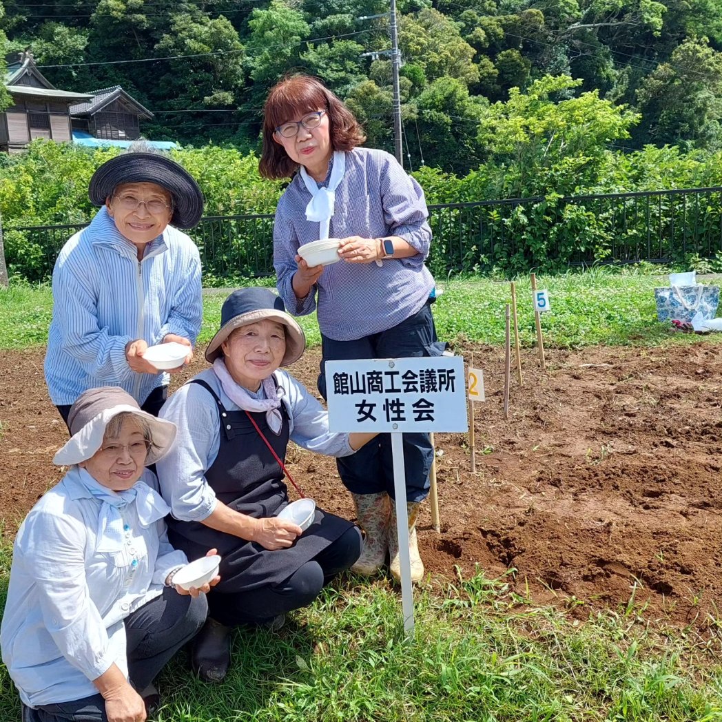 moemore's tweet image. 「ひまわりとコスモスの種蒔き」
#田中惣一商店
#刃物専門店
#フェアトレードショップ
#館山フェアトレードタウン推進委員会
#館山商工会議所女性会