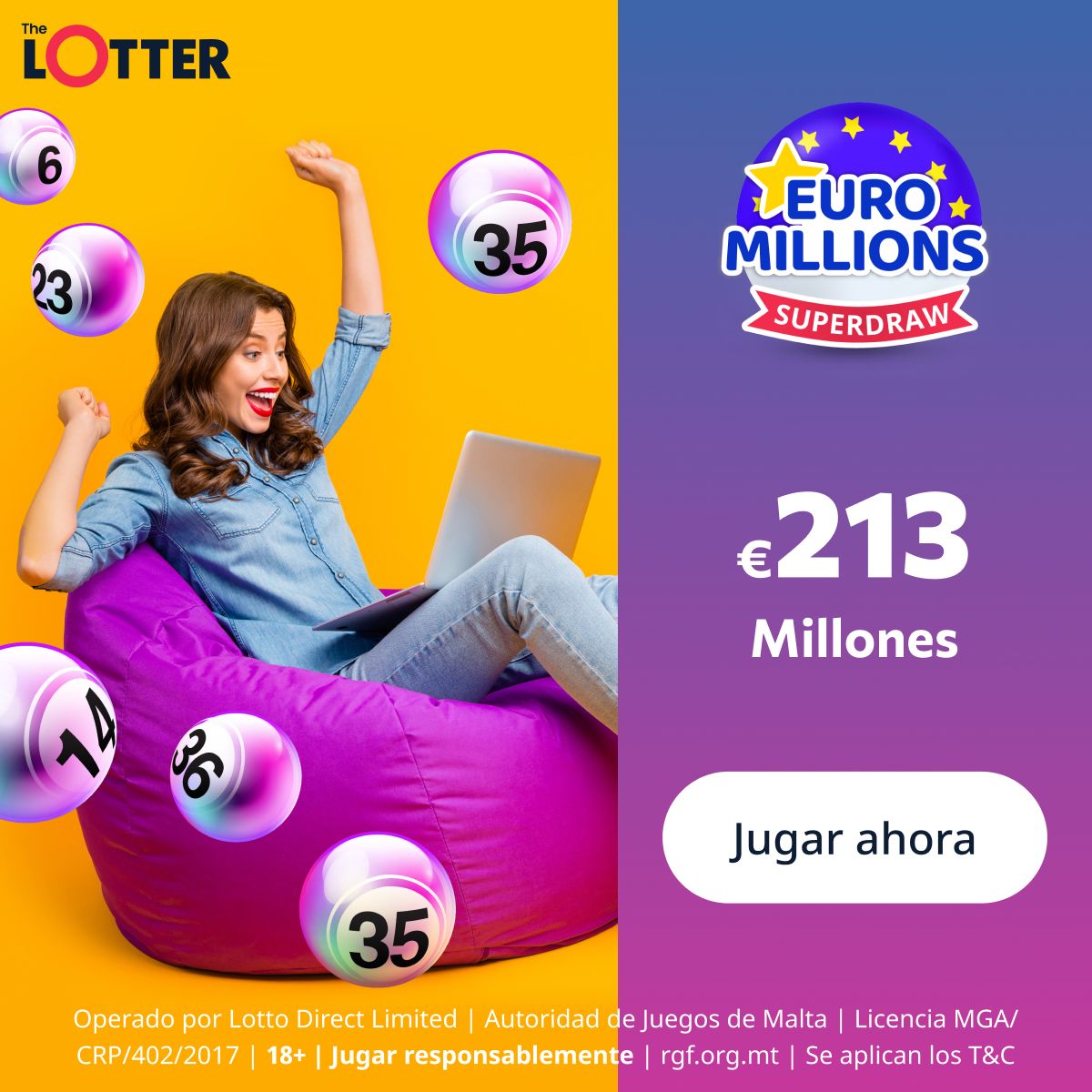 LeyAtraccionPos's tweet photo. 🚀 ¡El Super Sorteo de EuroMillones ha subido a 213 millones de euros! 🌟 No pierdas la oportunidad de jugar por una verdadera fortuna. 💸
👉 Consigue tus números ahora: https://t.co/6AYmMLoGcc
#EuroMillones #SuperSorteo #GanaGrande #theLotter https://t.co/5AdrrJy4WE