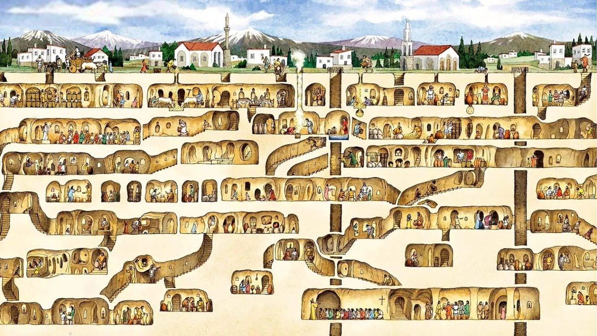 A Cidade Subterrânea de Derinkuyu: Em 1963 uma família via suas galinhas desaparecendo após entrarem em uma brecha no porão. Ao abrir descobriram a entrada de uma cidade antiga de 20 mil habitantes.