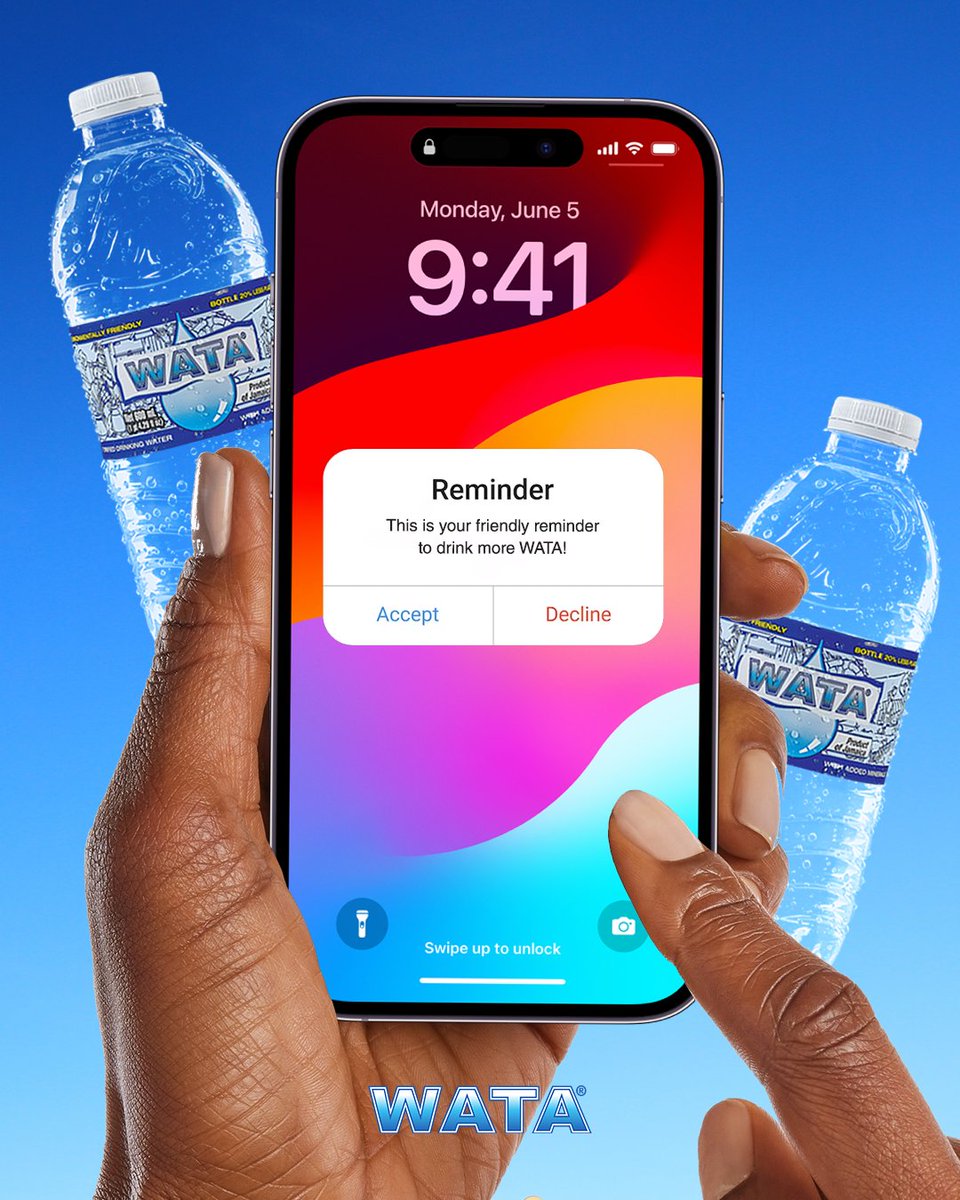 DAILY REMINDER!🔔 

It’s time to take a sip of WATA!

#WATA #StayHydrated